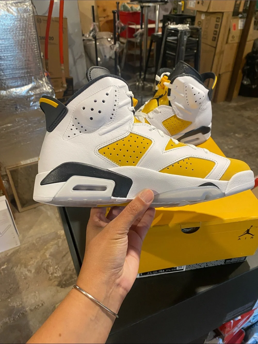 Jordan Retro 6 White and Yellow Sneakers